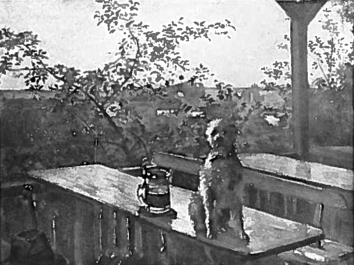 テーブルの上の犬のヒップ 作： ロヴィス・コリント