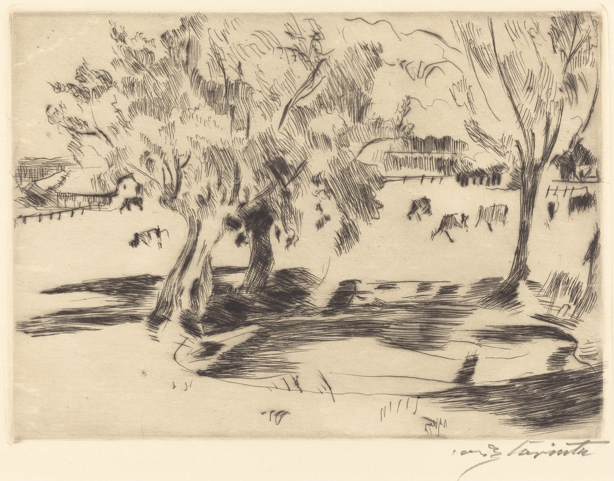 牛のいる風景、1917年。 作： ロヴィス・コリント