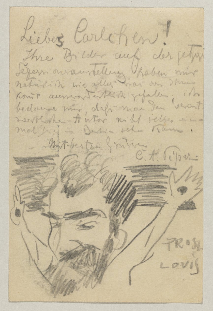 Lovis Corinth から Carl Strathmann へ: はがき、1903 年 1 月 16 日の消印 作： ロヴィス・コリント