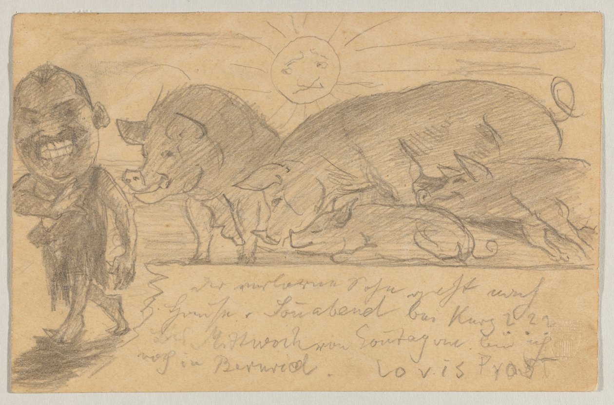 Lovis Corinth から Carl Strathmann へ: はがき、1899 年 8 月 25 日の消印 作： ロヴィス・コリント
