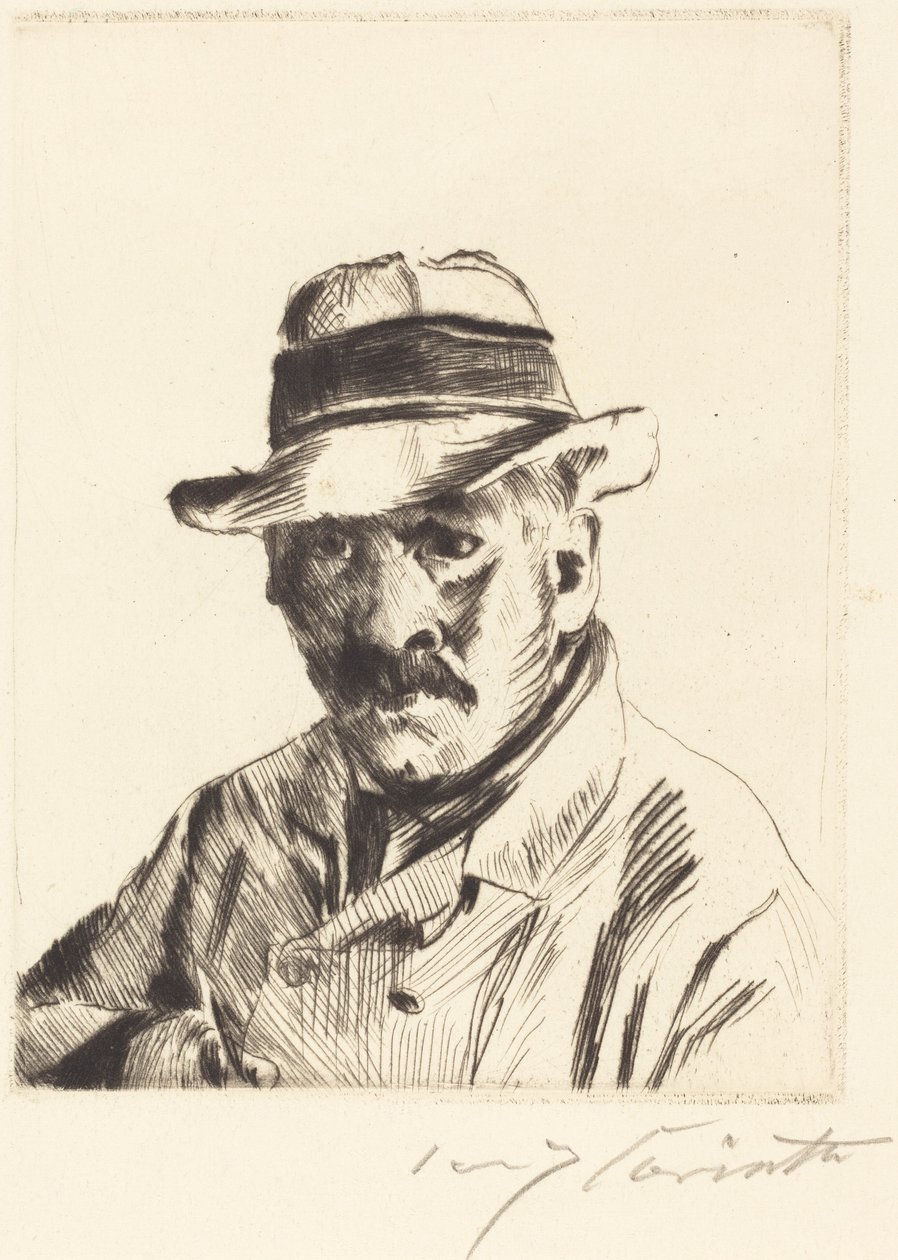 麦わら帽子をかぶった自画像（Self-Portrait in a Straw Hat） 作： ロヴィス・コリント