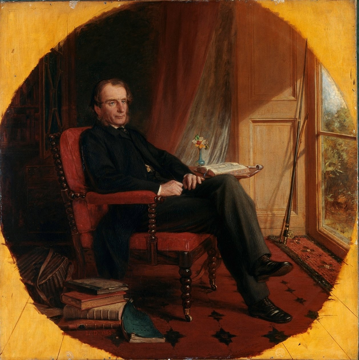 イギリスの作家チャールズ・キングスレー（1819-1875）の肖像 ローエス・カトー・ディッキンソン（1819-1908）の絵画 1862年 ロンドン、ナショナル・ポートレート・ギャラリー 作： ローズ・カト・ディキンソン
