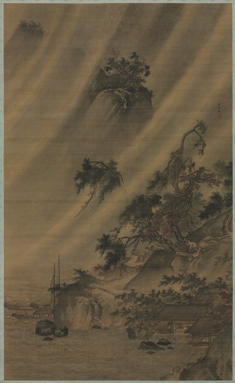 暴風雨のリバービレッジ、c。 1480年から1507年。 作： Lu Wenying
