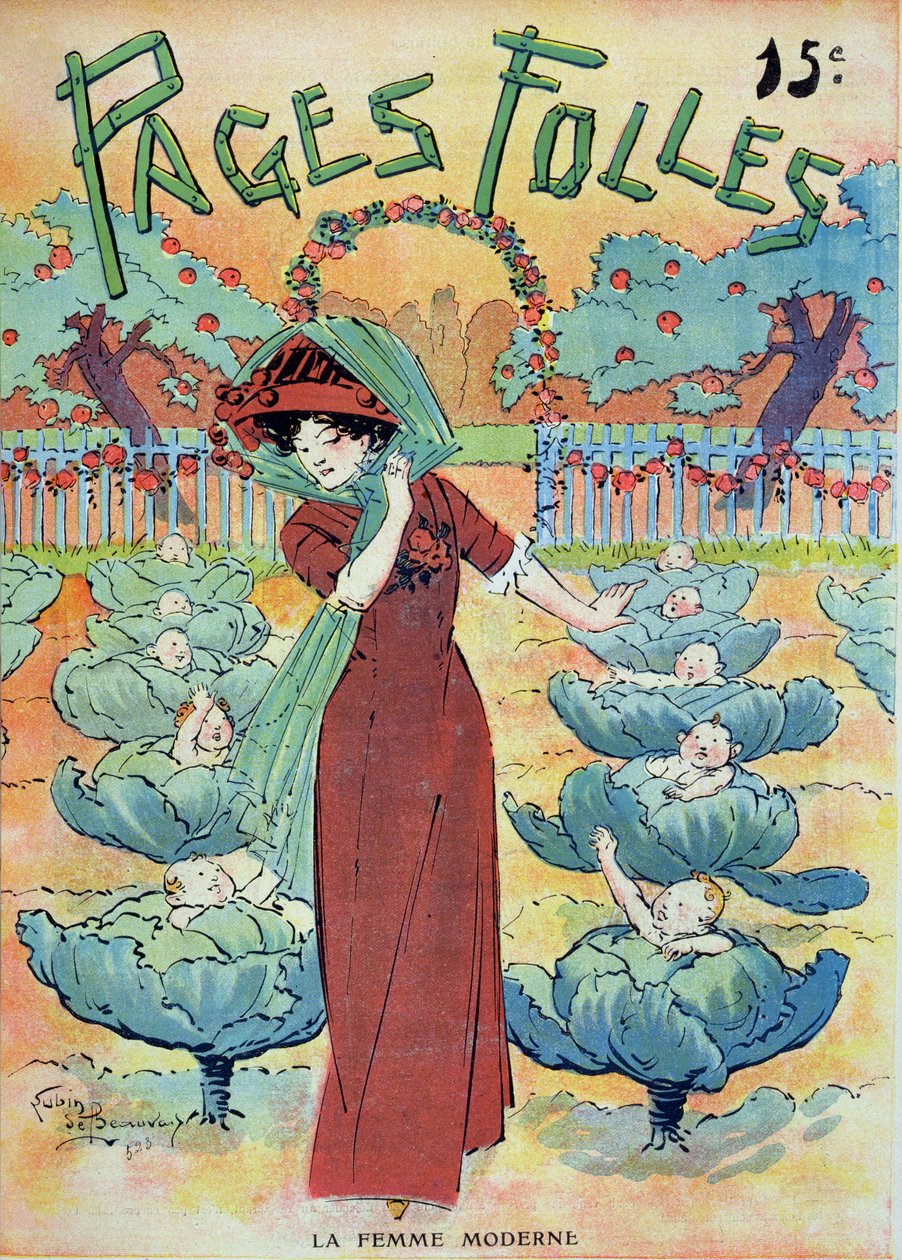 キャベツ畑の現代女性、「ページフォレス」、1910年 作： ルビン・ド・ボーヴェ