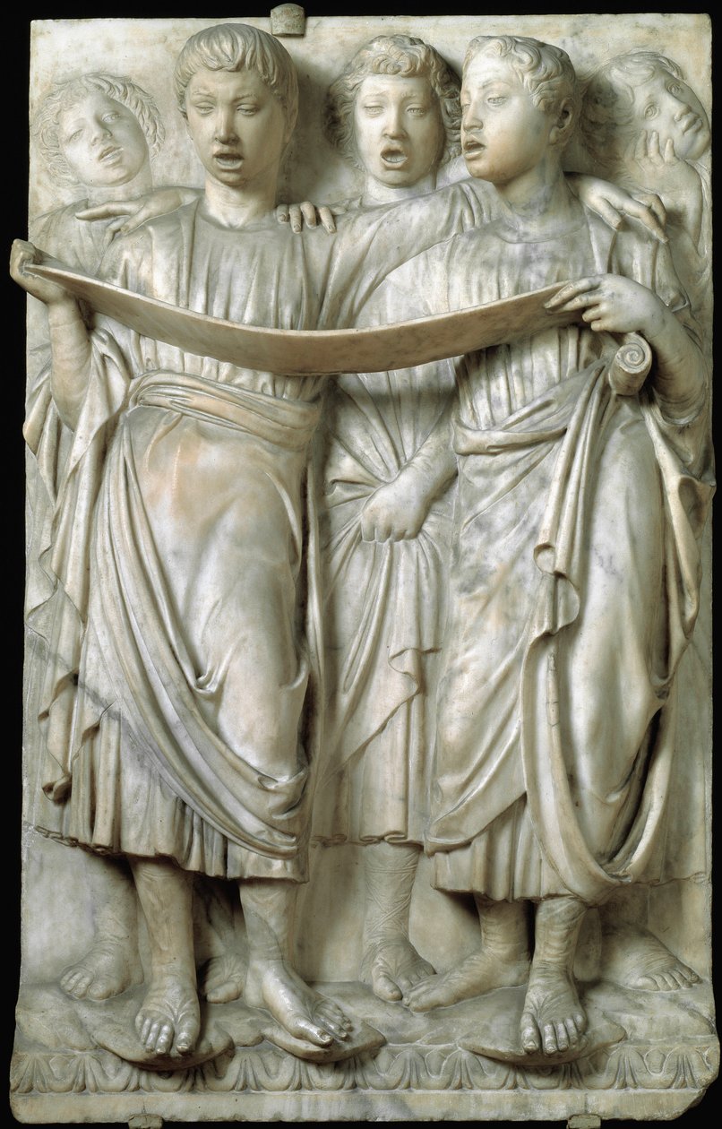 大理石のレリーフ、ルカ・デッラ・ロッビア（c.1400-1482）作、クアトロチェント。 作： ルカ・デラ・ロッビア