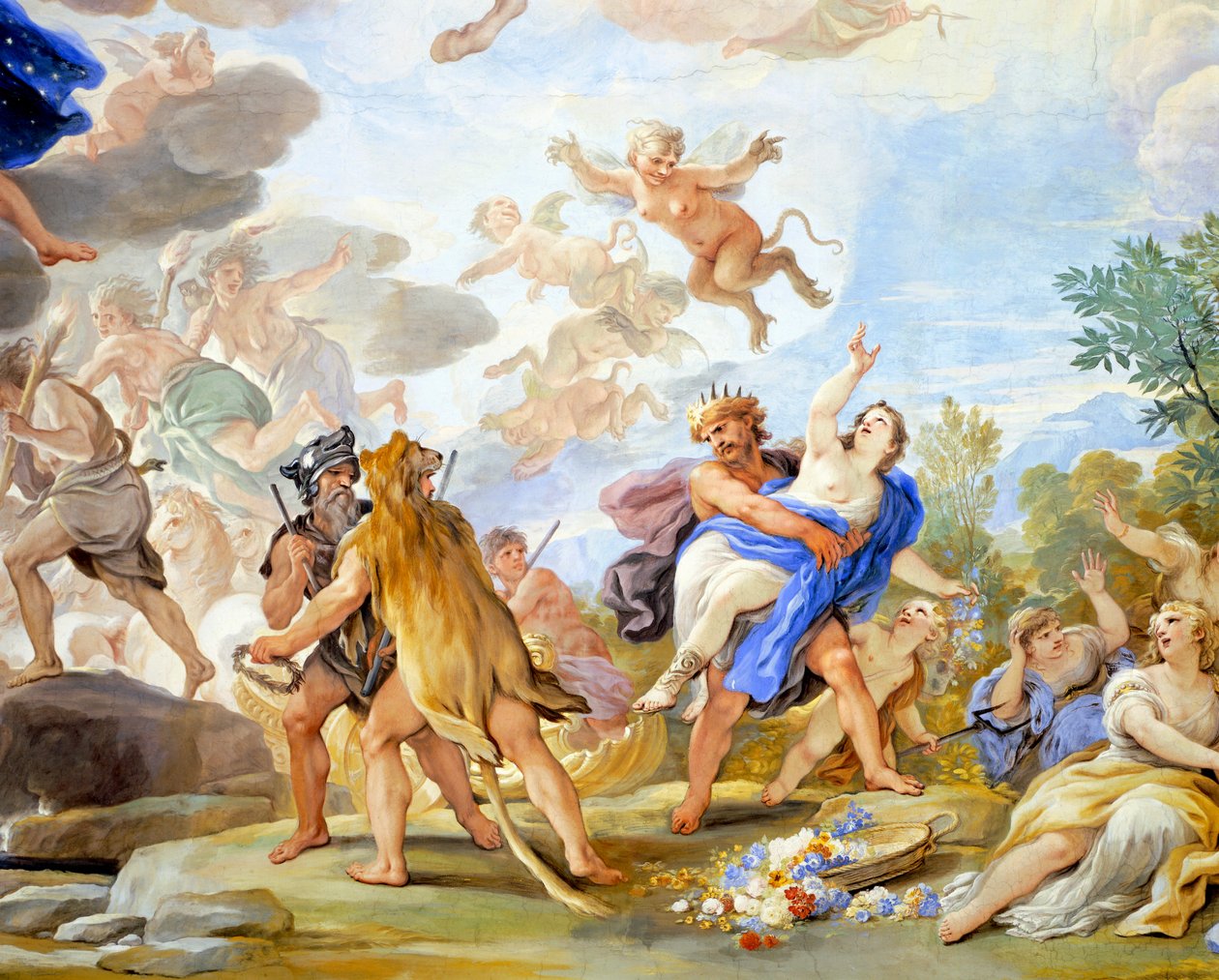 プロセルピーナのレイプ、鏡の間のフレスコ画のサイクルの詳細 ルカ・ジョルダーノ作（1634-1705）、フレスコ画、パラッツォ・メディチ・リッカルディ、フィレンツェ 作： ルカ・ジョルダーノ