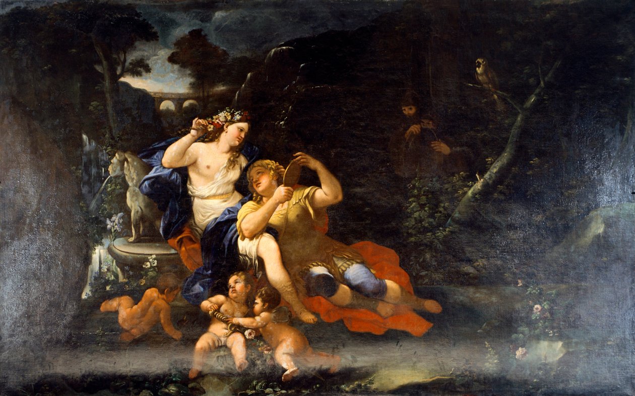 ルカ・ジョルダーノ（1632-1705）の「リナルドとアルミーダ」、油彩・キャンバス 作： ルカ・ジョルダーノ