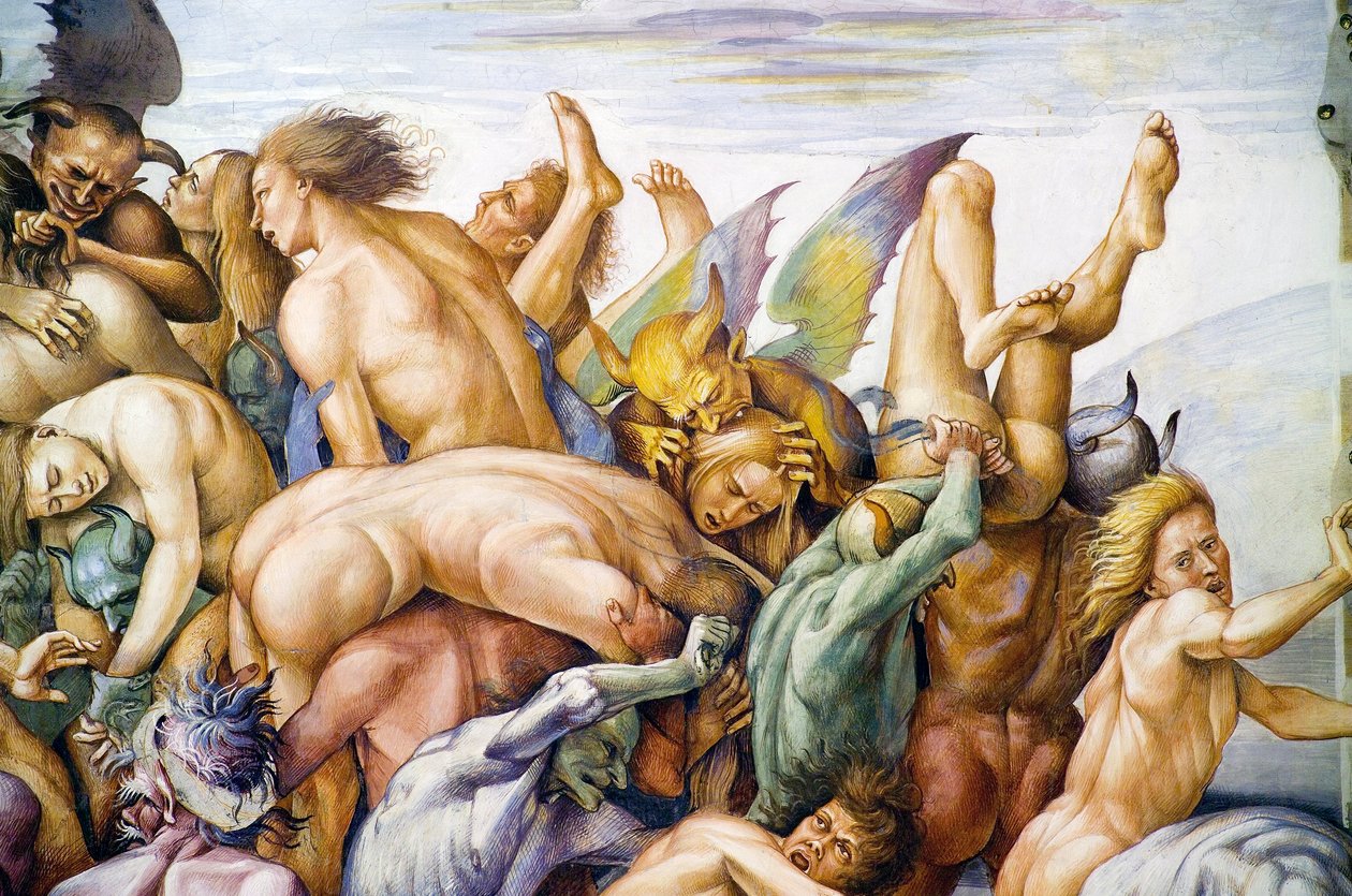 最後の審判」のフレスコ画より「地獄に堕ちた人々 作： ルカ・シニョレッリ