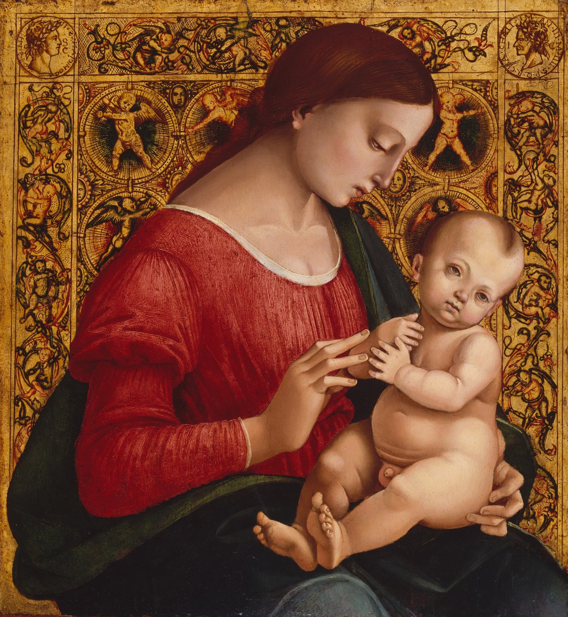 マドンナと子供、c.1505-07（木の上の油と金） 作： ルカ・シニョレッリ