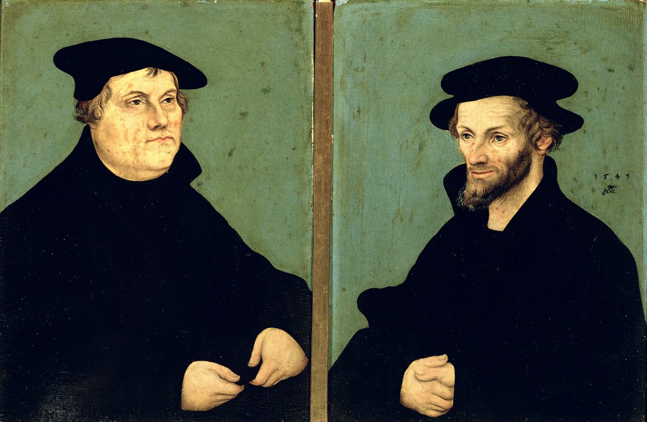 マーティン・ルター（1483-1546）とフィリップ・メランクソン（1497-1560）1543の二重肖像 作： ルーカス・クラナッハ・ザ・エルダー