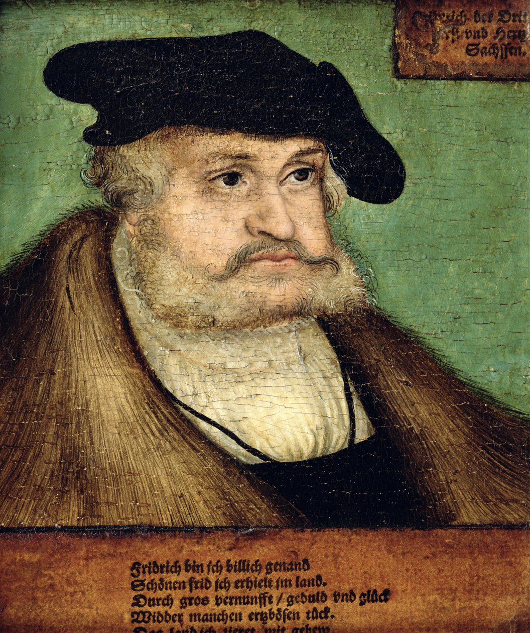 フリードリヒ3世の肖像画（1463-1525）ザクセン選挙人、1532年 作： ルーカス・クラナッハ・ザ・エルダー