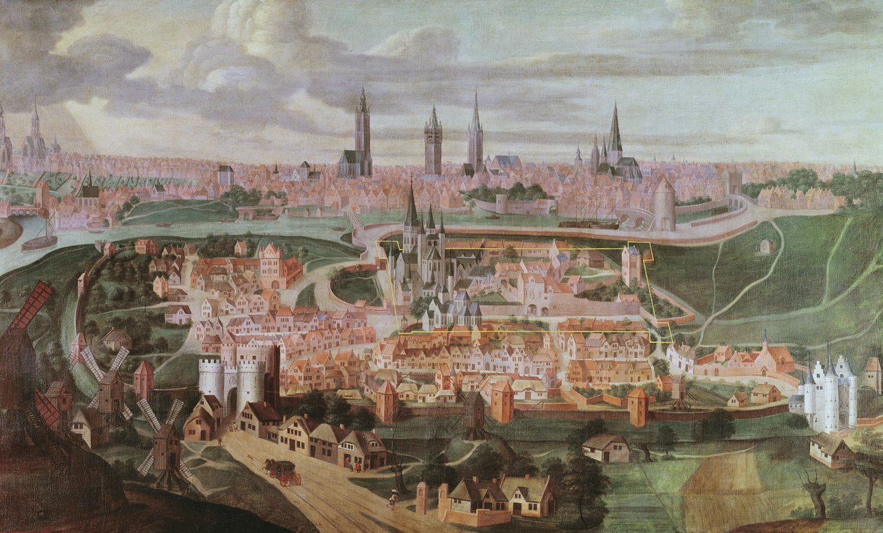 16世紀末のゲント市の全景 作： ルーカスデイエール