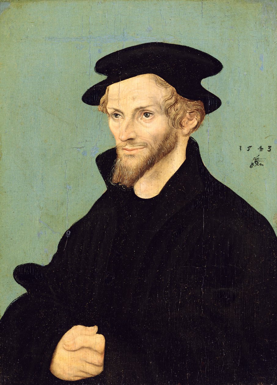 Philipp Melanchthon（1479-1560）の肖像、1543年（キャンバスに油彩） 作： クラナッハのルーカススタジオ
