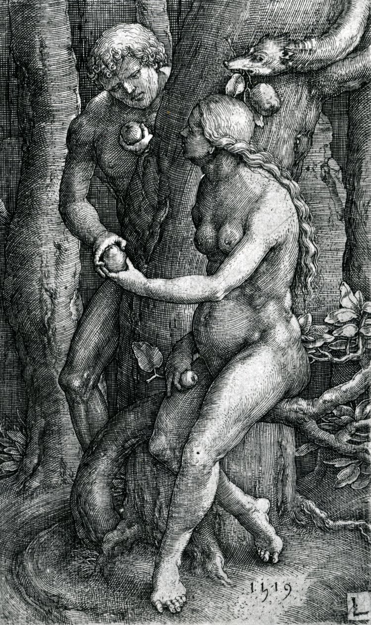人類の堕落、1519年 作： ルーカス・ファン・レイデン