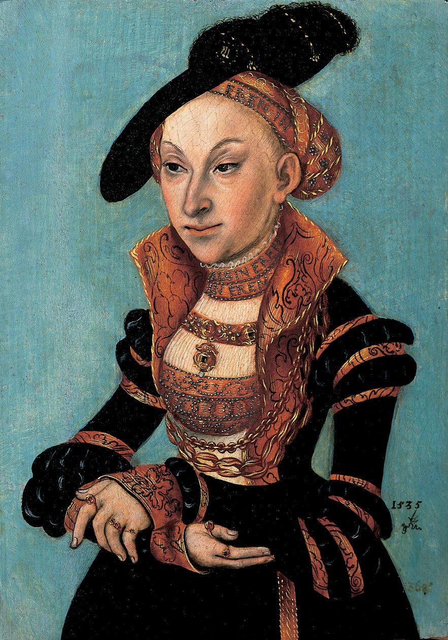 ザクセンの女王、1535年のシビルフォンクリーブの肖像 作： ルーカス・クラナッハ