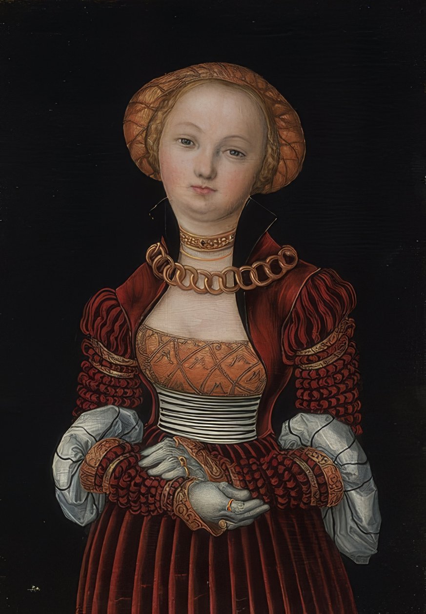 女性の肖像画。 1525年頃 作： ルーカス・クラナッハ・ザ・エルダー