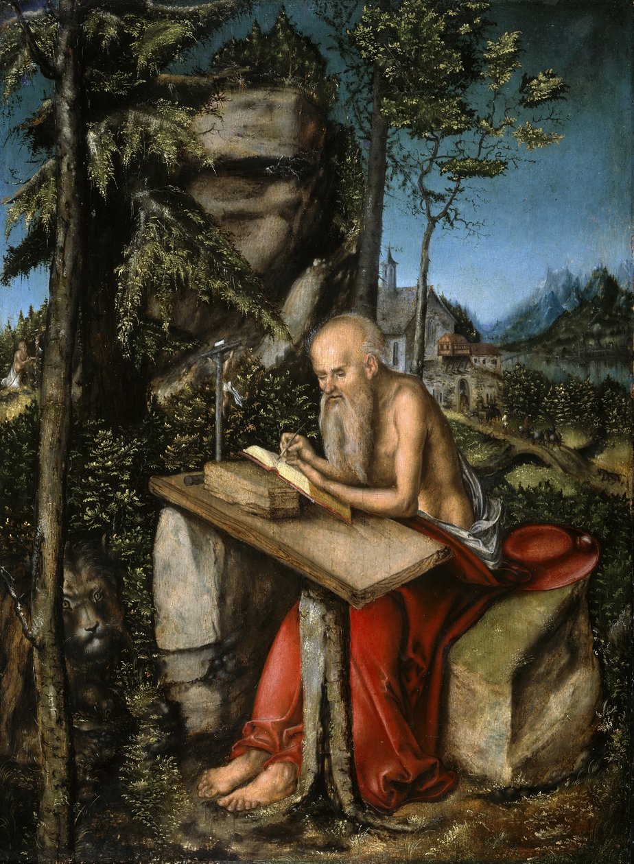 ドイツ語：St Jerome in Rocky Landscape セント・ジェローム・イン・ロッキー・ランドスケープ 作： ルーカス・クラナッハ・ザ・エルダー