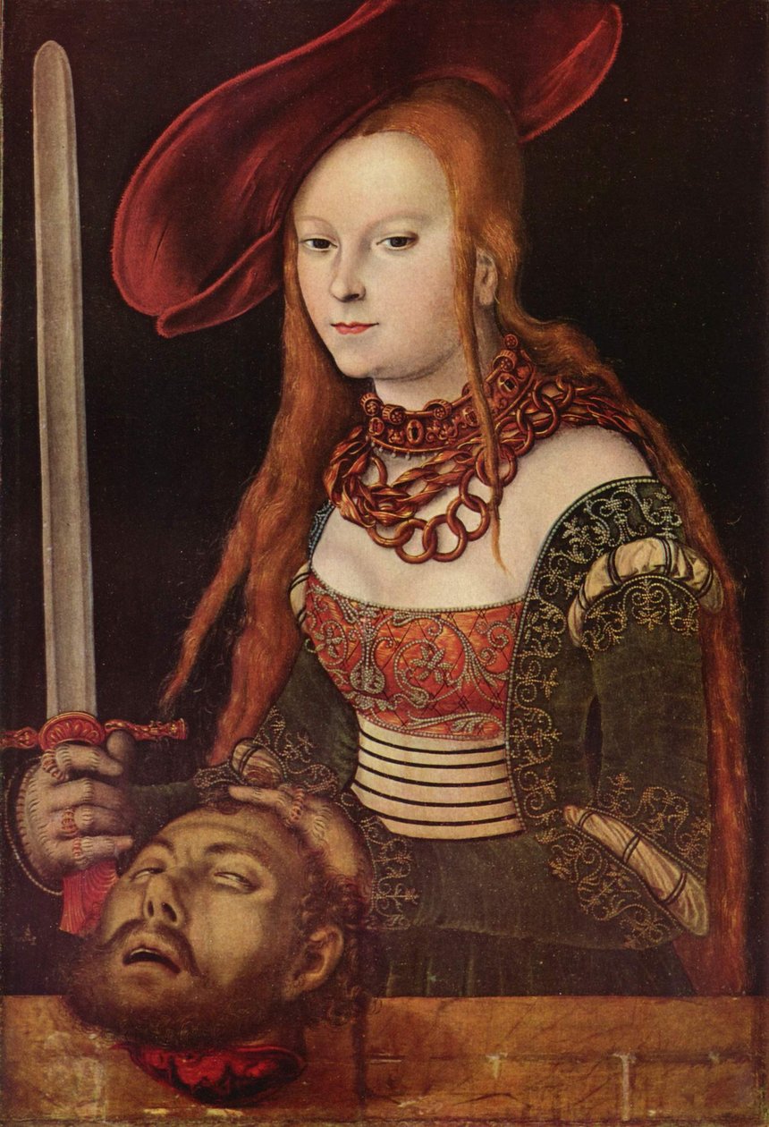 ドイツ語：Judith mit dem Haupte des Holofernes ホロフェルネスの首を持つユディト 作： ルーカス・クラナッハ・ザ・エルダー