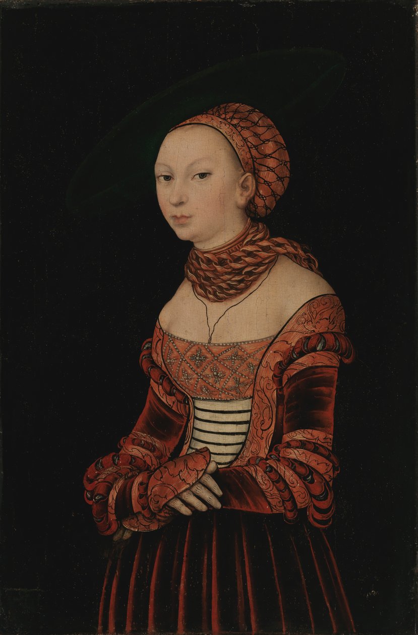 若い女性の肖像、1525年。 作： ルーカス・クラナッハ・ザ・エルダー