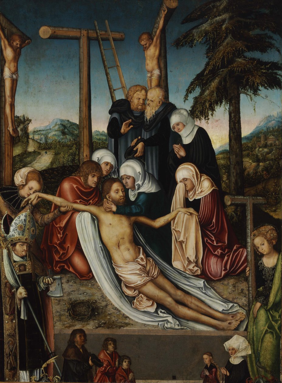 聖人ヴォルフガングとヘレナによるキリストの嘆きc。 1525 作： ルーカス・クラナッハ・ザ・エルダー