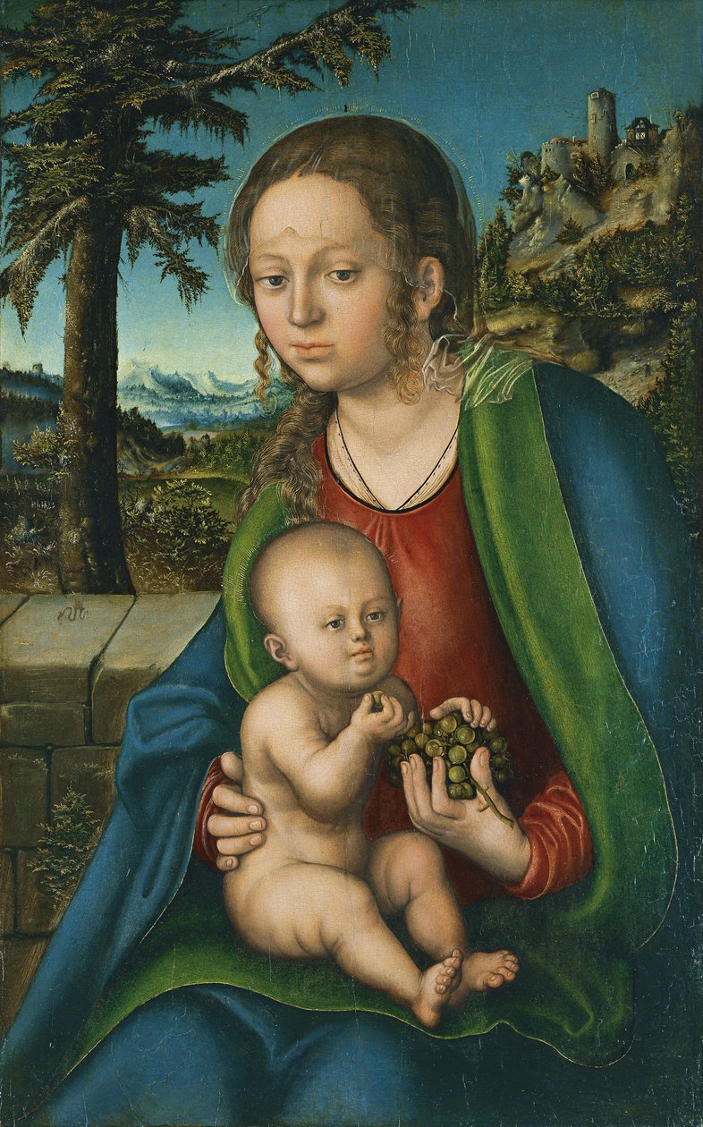 束を持つブドウの子を持つ処女、ca 1509-1510 作： ルーカス・クラナッハ・ザ・エルダー