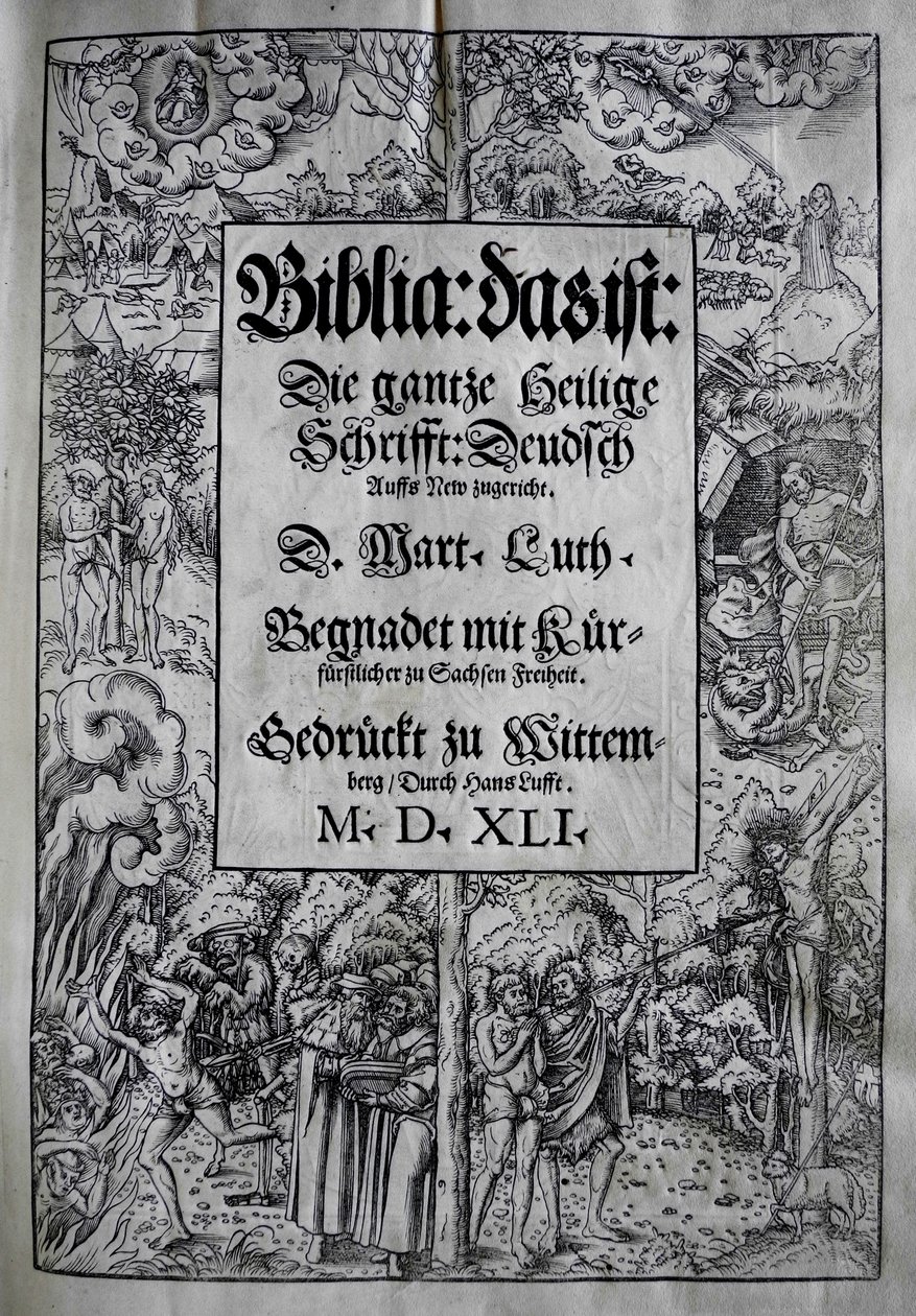 カバーデザインBiblia、Martin Luther、1541年。 作： ルーカス・クラナッハ・ザ・ヤング
