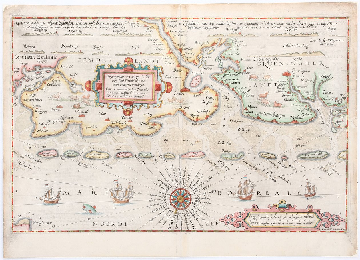 ワーヘナーによる東フリースラント1584年地図 作： ルーカス・ヤンズーン・ワゲナー