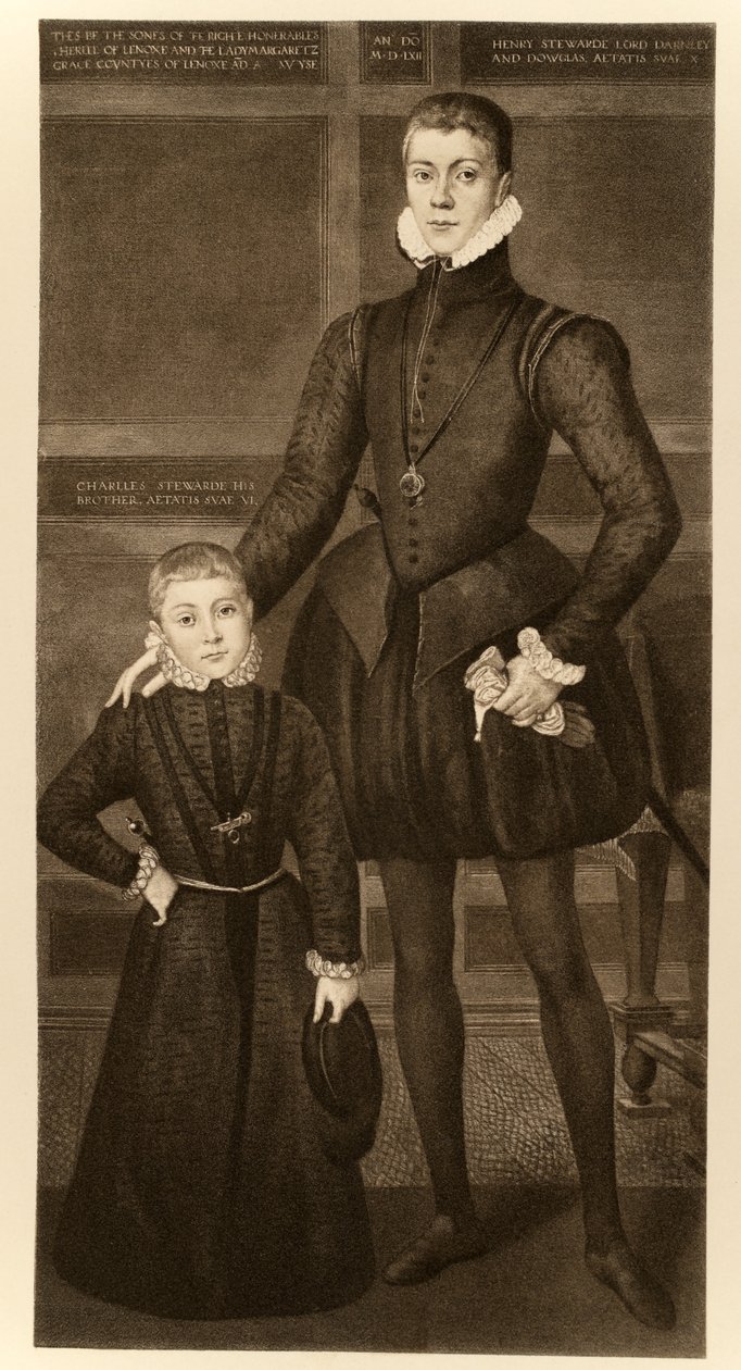 ヘンリー、ダーンリー卿（1545-1567）と彼の兄弟であるジェームズIとVIのチャールズ（1555-1576）、マンジジョヤントウントカンパニーパリ、1904年（コロタイプ） 作： ルーカスデイエール