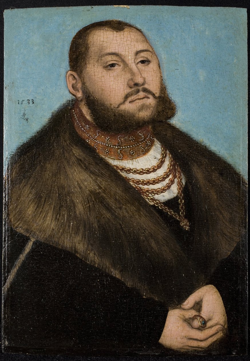 Jean-Frederic (Jean Frederic) Ier de Saxe dit le Magnanime- ザクセン選帝侯ヨハネス フレデリック 1 世 (1503-1554) - クラナッハ、ルーカス、エルダー (1472-1553) - 1533 - 木材に油彩 - 20x14 - プラド美術館 、マドリッド 作： ルーカス・ザ・エルダー・クラナハ