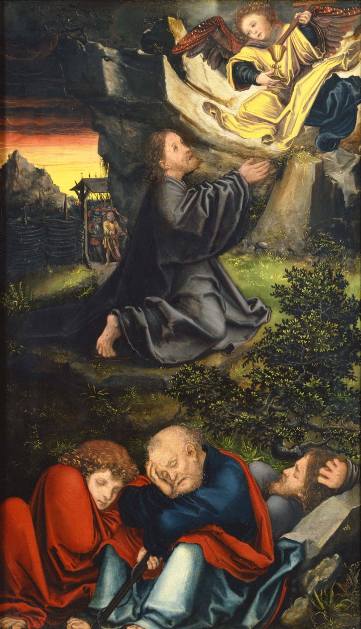 「オリーブの園での祈り」ルーカス・クラナッハ・ザ・エルダー（1472-1553）作、1518年頃 国立西洋美術館、東京 日本 作： ルーカス・ザ・エルダー・クラナハ