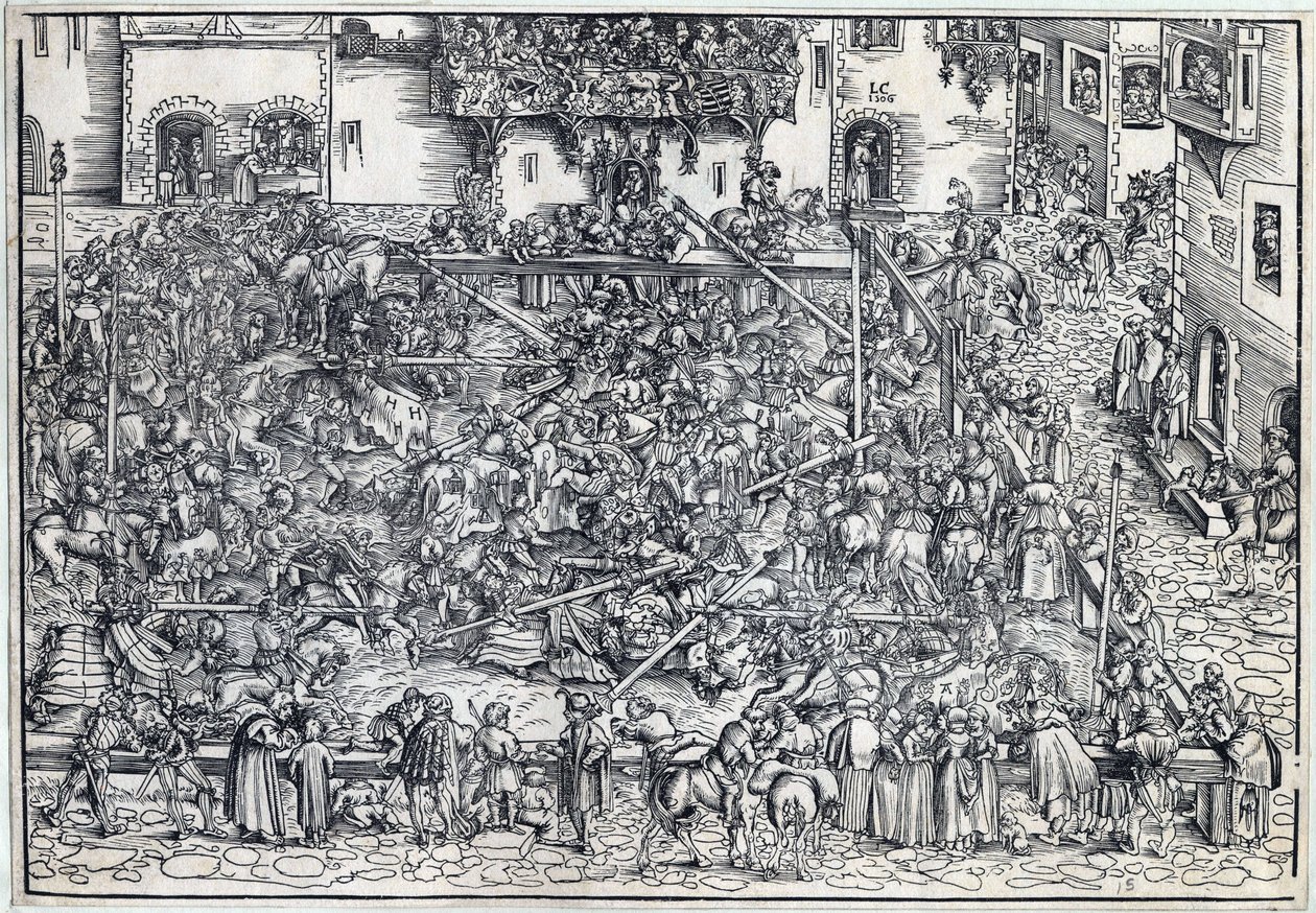 Tournoi - Tournament - Cranach, Lucas, the Elder (1472-1553) - 1509 - 木版画 - 26,4x38 - 個人蔵 作： ルーカス・ザ・エルダー・クラナハ