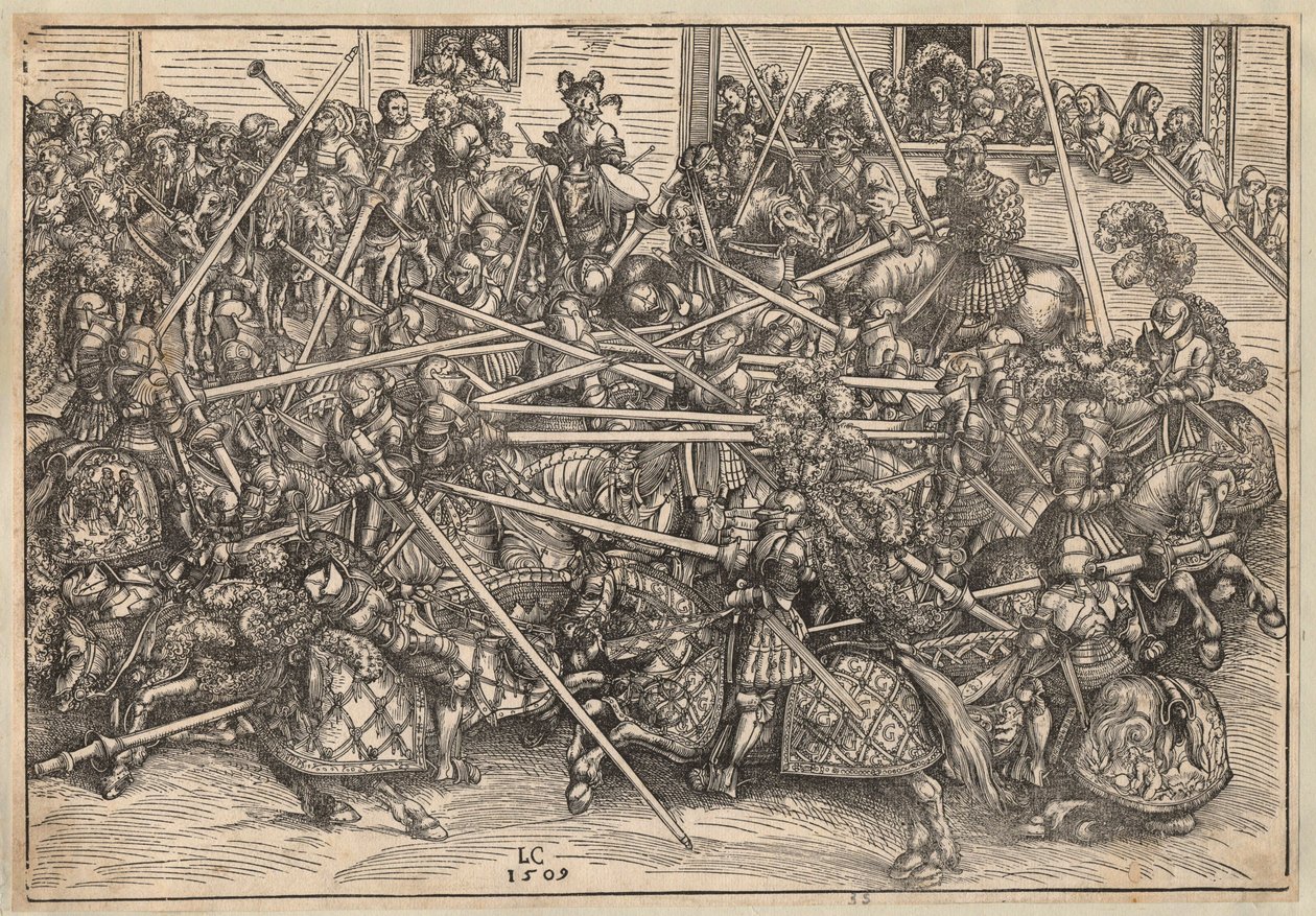 Tournoi - Tournament - Cranach, Lucas, the Elder (1472-1553) - 1509 - 木版画 - 29,5x42,5 - 個人蔵 作： ルーカス・ザ・エルダー・クラナハ