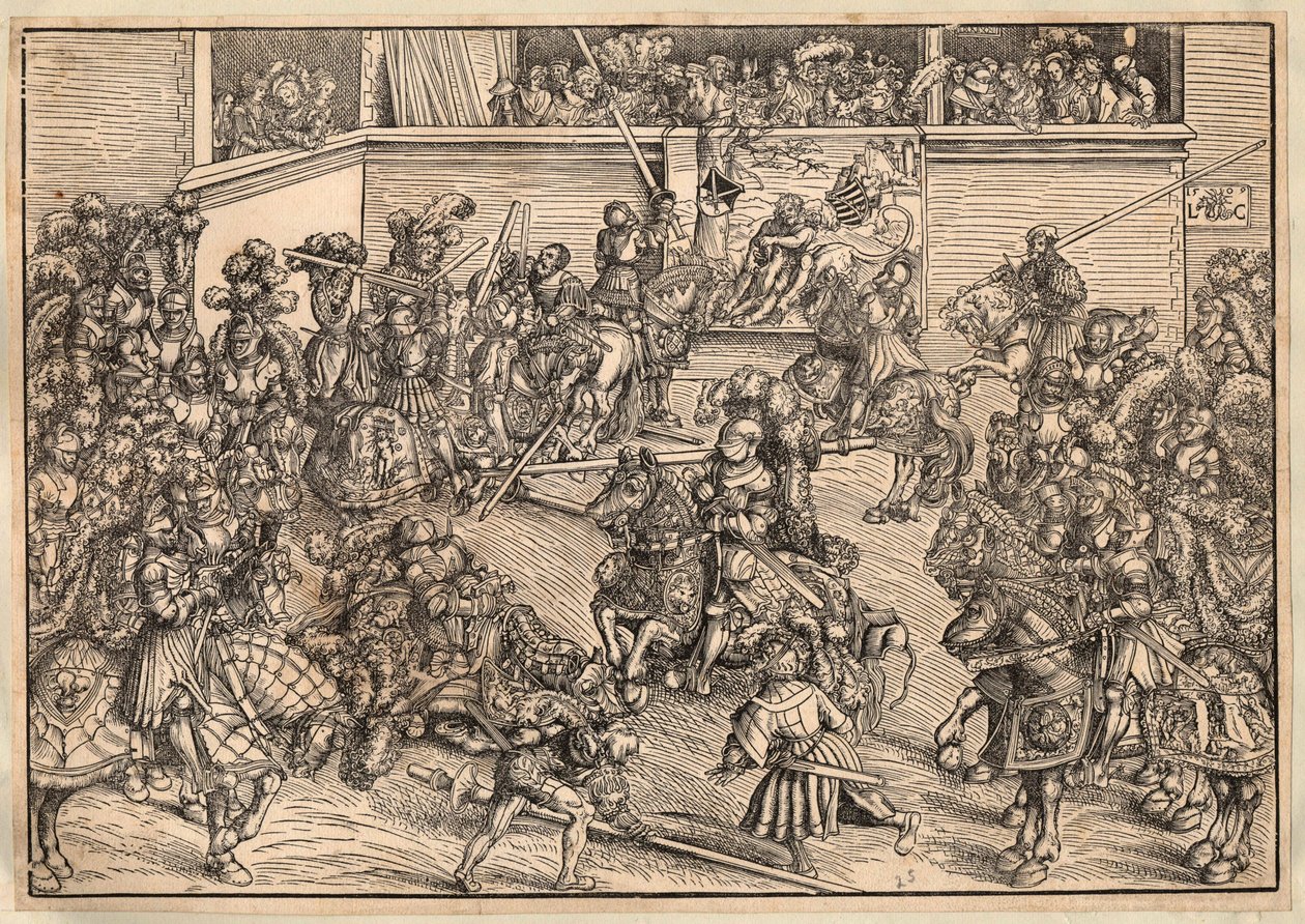 Tournoi - Tournament - Cranach, Lucas, the Elder (1472-1553) - 1509 - 木版画 - 29,8x42,7 - 個人蔵 作： ルーカス・ザ・エルダー・クラナハ