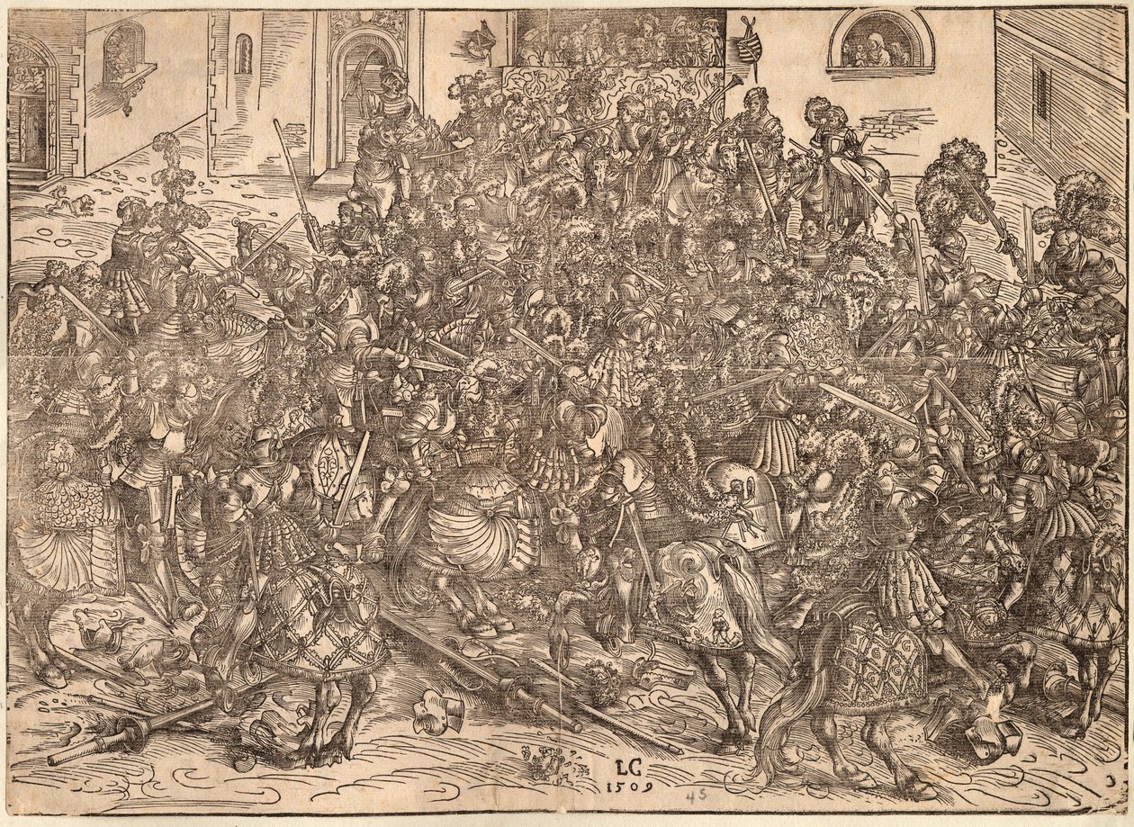 Tournoi - Tournament - Cranach, Lucas, the Elder (1472-1553) - 1509 - 木版画 - 29,9x41,5 - 個人蔵 作： ルーカス・ザ・エルダー・クラナハ