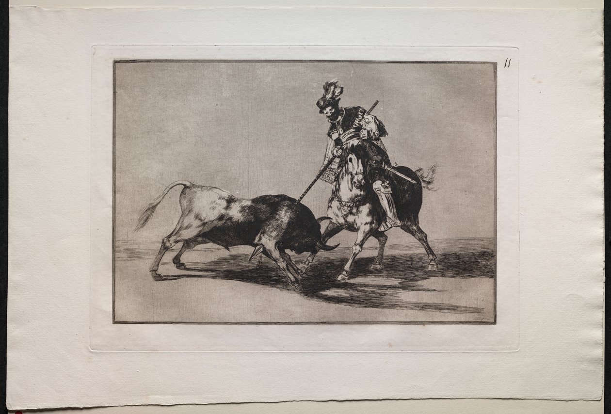 闘牛: El Cid Campeador が別の雄牛を槍で突き刺す 作： ルーカス・ファン・レイデン