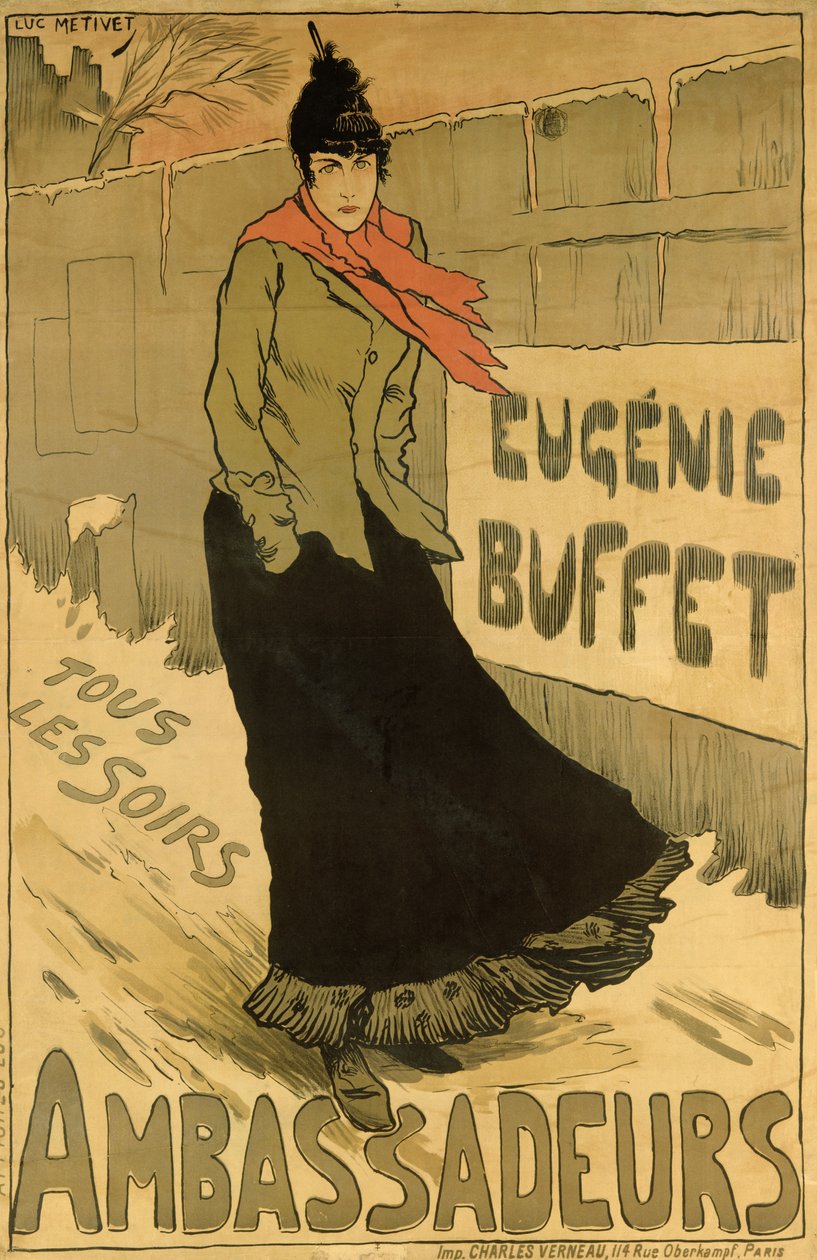 1893年、パリのアンバサダーで「エウジェニービュッフェ」のポスターを複製 作： ルシアン・メティブ