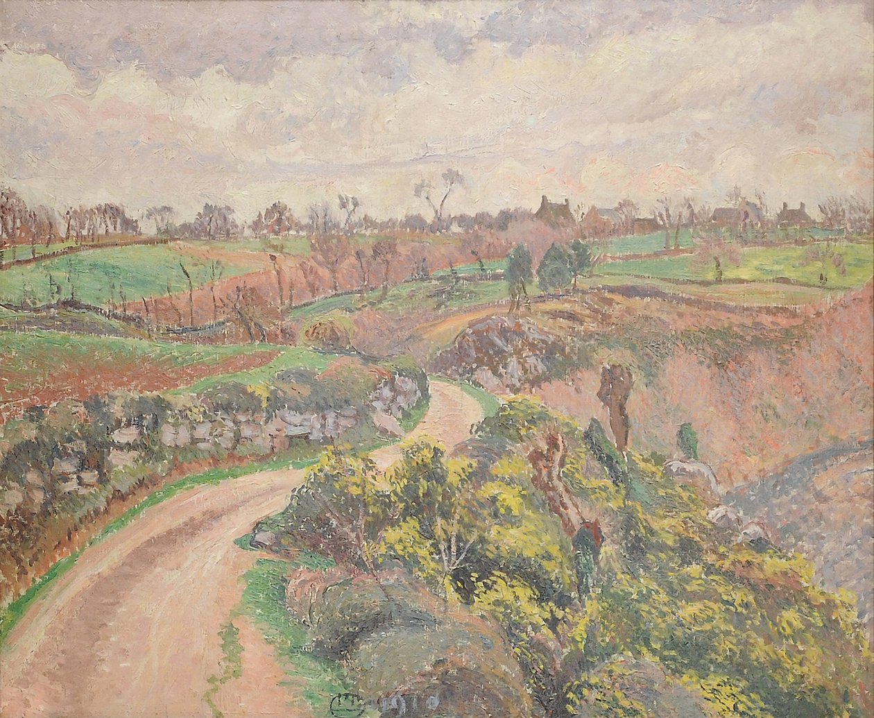 1910年のリークのRue de Poulfenc 作： ルシアン・ピサロ