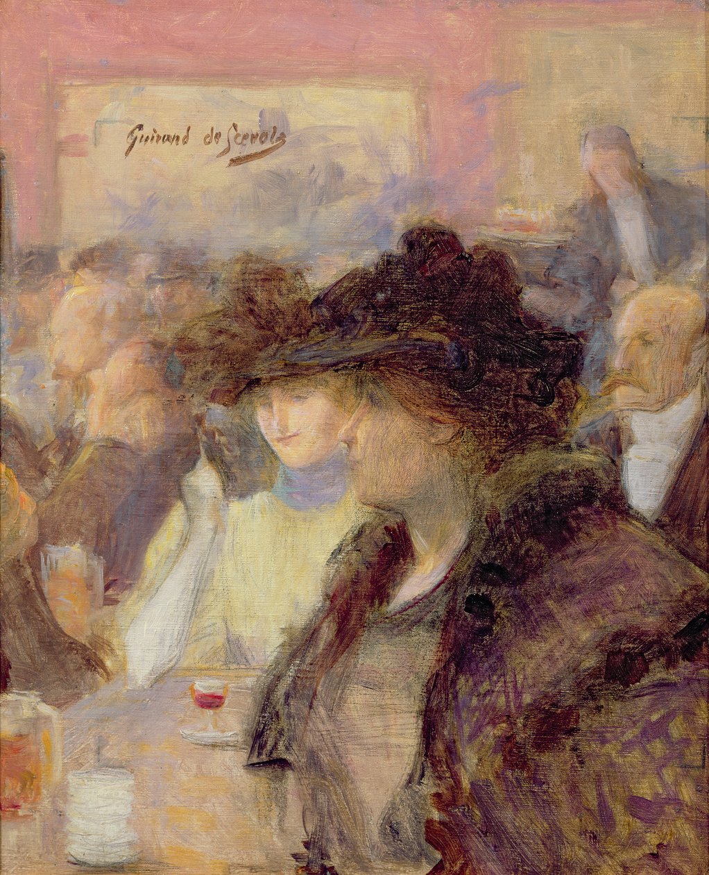 Au Cafe (キャンバスに油彩) 作： Lucien Guirand de Scevola