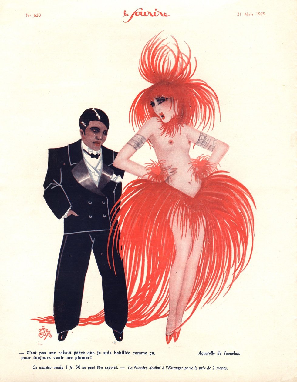 「Le Sourire」のイラスト、1929 年 3 月（カラー リソ） 作： ルシアン・ジャクルクス
