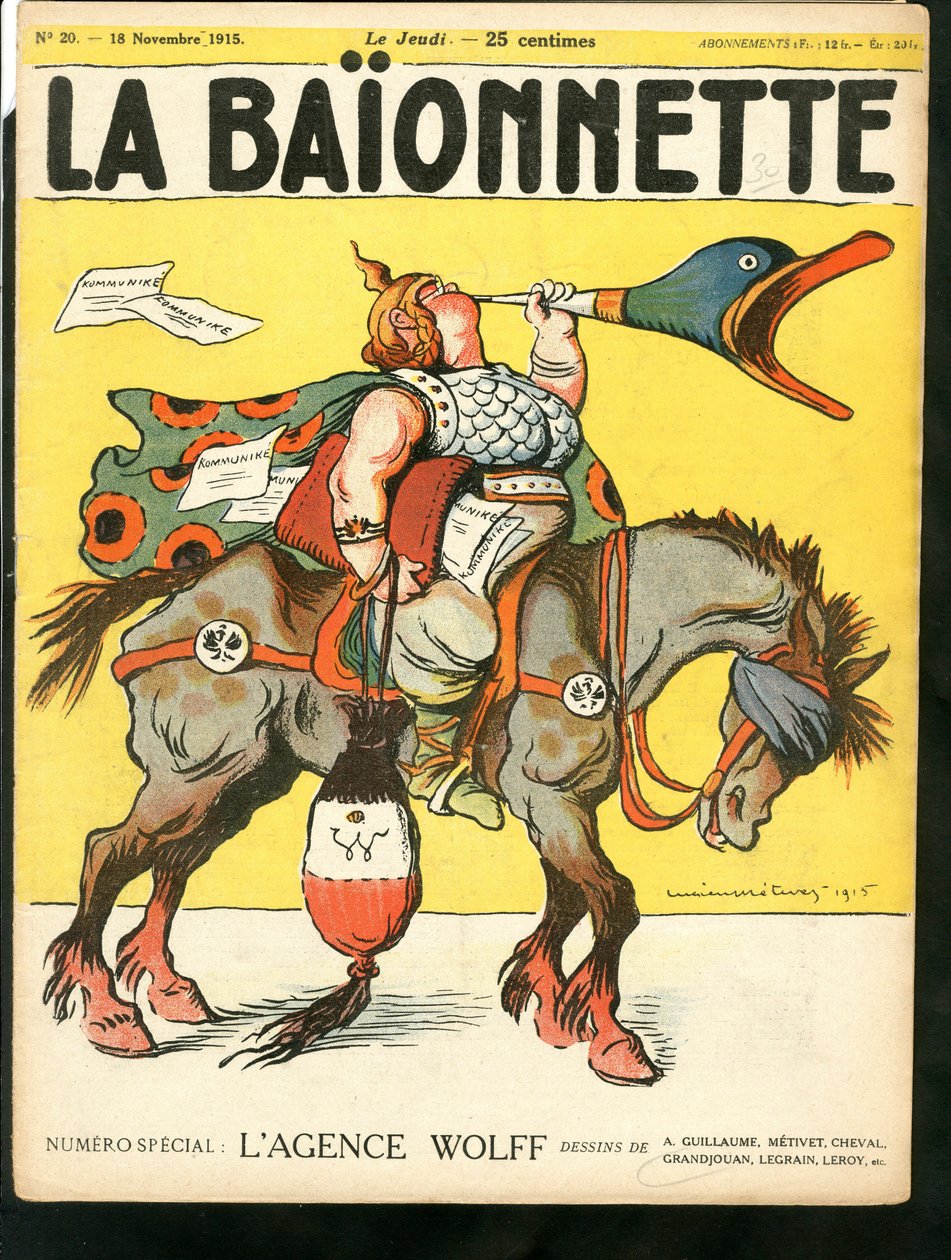 La Baionnette "の表紙、カラフルな風刺画 作： ルシアン・メティブ
