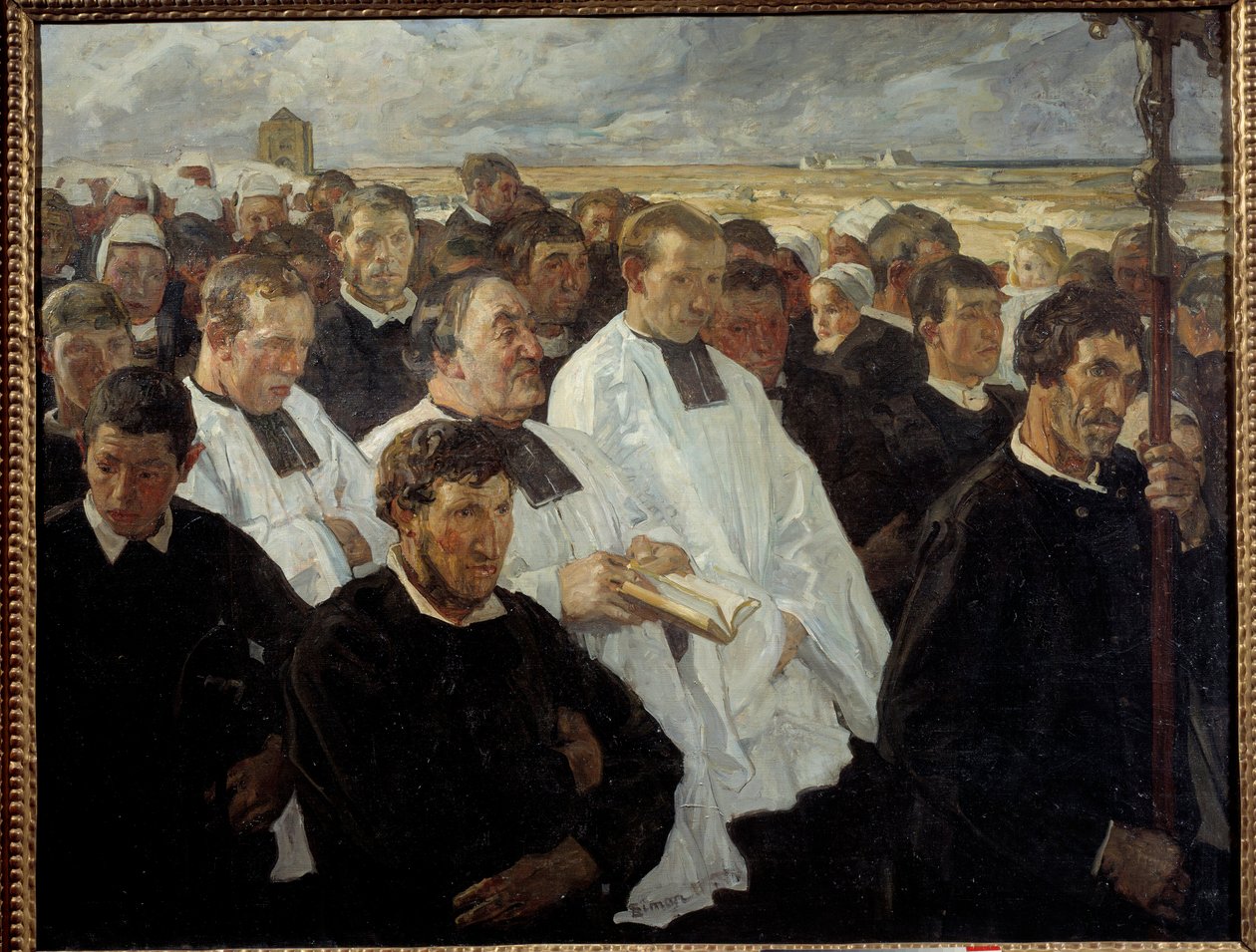 ブルターニュのペンマルクへの行列 ルシアン・シモン（1861-1945）の絵画 1900年 日。1,36x1,75 m パリ、オルセー美術館 作： ルシアン・サイモン
