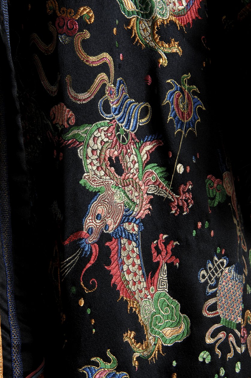 オーバーコート、1923年頃（生地の詳細図）、絹ブロケード、リボン、ベルベット、毛皮、Lucile社、フランス 作： ルーシー・クリスチアーナ・レディ・ダフ・ゴードン