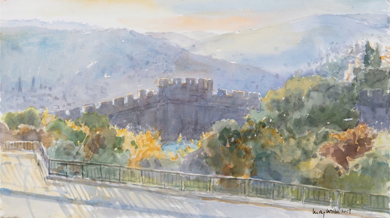 Hills Beyond the City、Sunrise、Jerusalem、2019（w - c on paper） 作： ルーシーウィリス