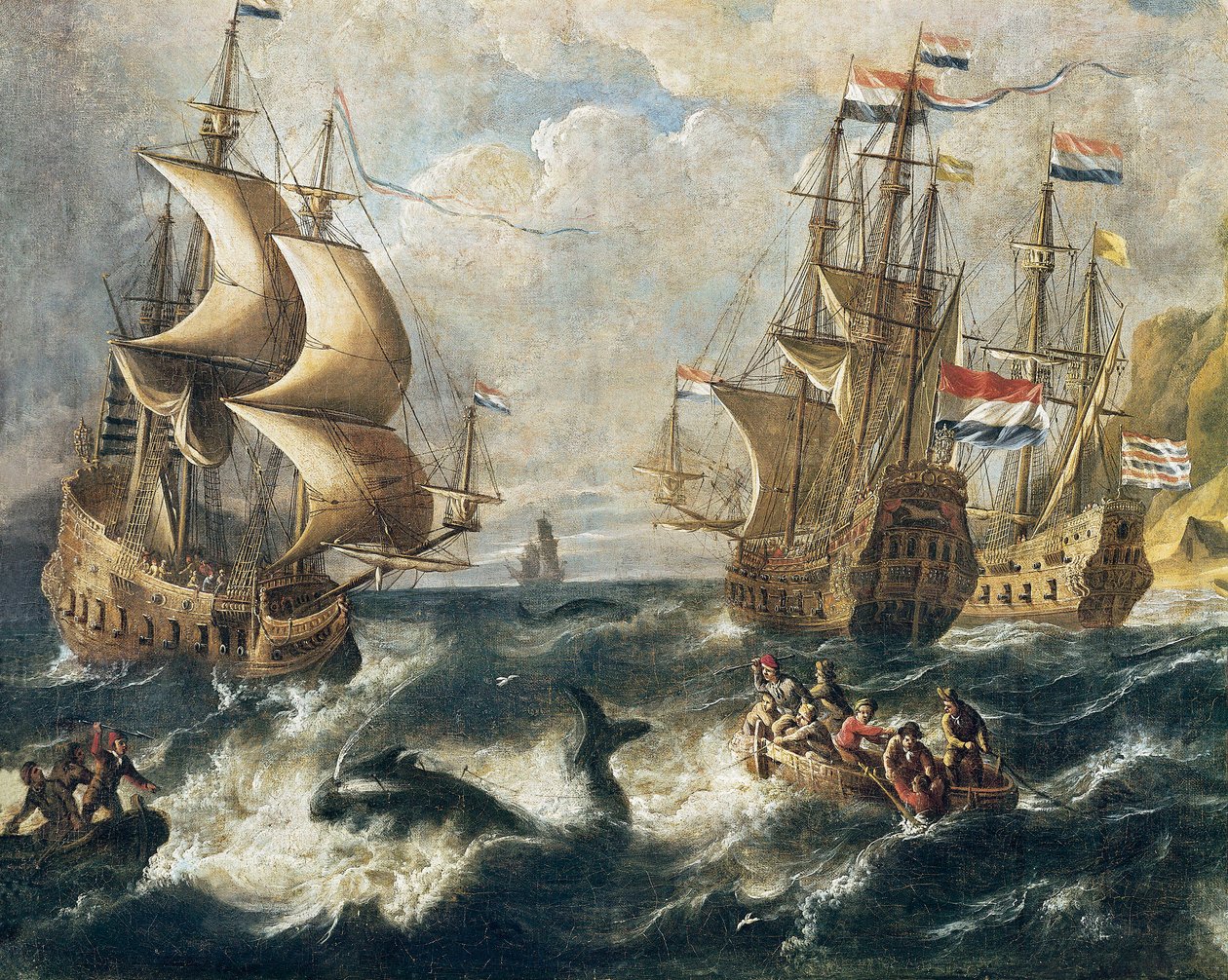 「捕鯨」詳細。 ルドルフ バックホイセン (1631-1708) の絵画。 ナンシー。 美術館。 作： Ludolf I Backhuysen