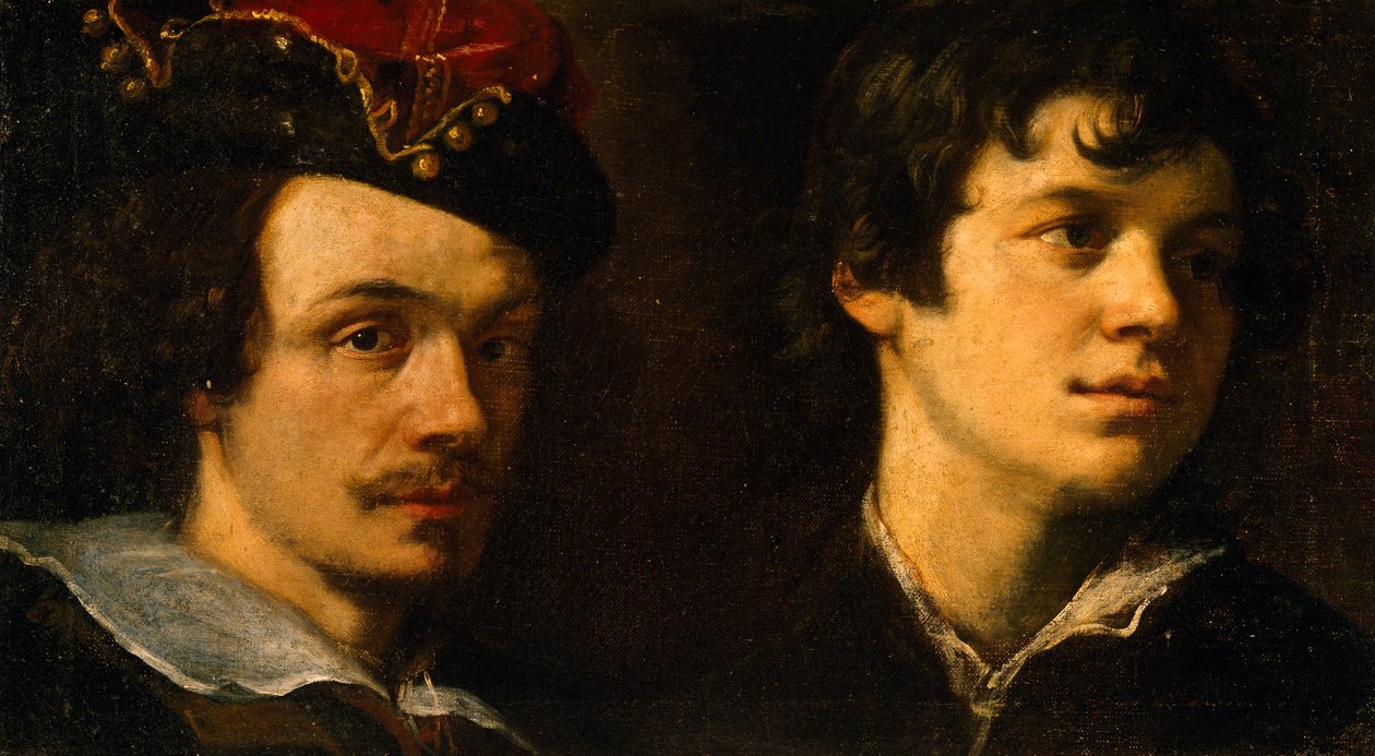 il Cigoli (1559-1613) として知られる Ludovico Cardi による 2 つの頭の絵。 作： ルドビコ・カーディ