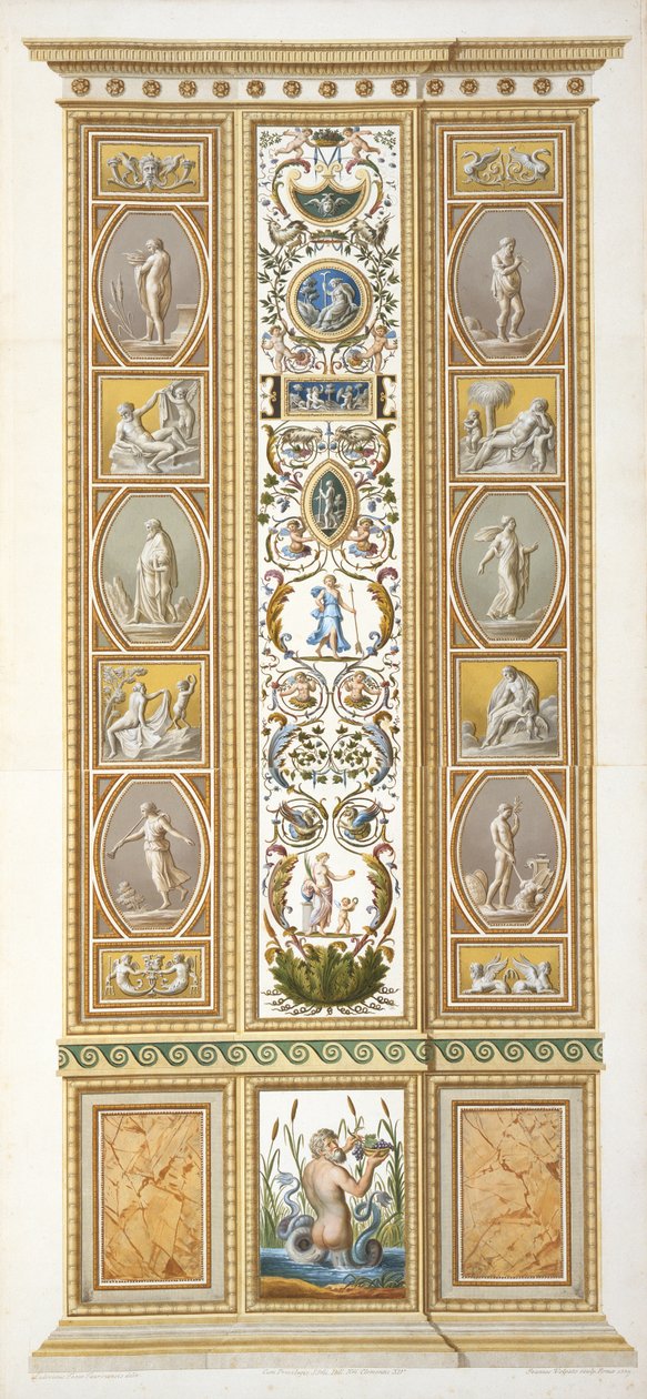 バチカンのラファエルロッジアのパネル、「Delle Loggie di Rafaele nel Vaticano」、ジョバンニボルパト（1735-1803）、1774年に彫刻、c.1774-77（手塗りの彫刻） 作： Ludovicus Tesio Taurinensis