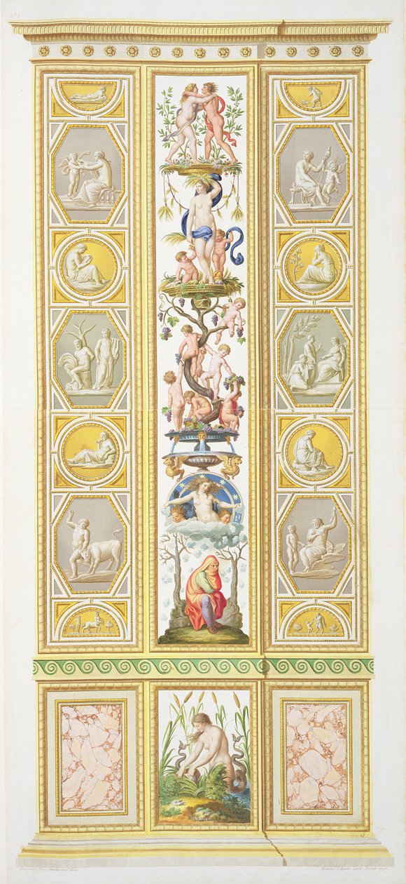 バチカンのラファエルロッジアのパネル、「Delle Loggie di Rafaele nel Vaticano」、ジョヴァンニボルパト（1735-1803）、1775年、c.1775-77（手塗りの彫刻）によって彫刻（17645も参照） 作： Ludovicus Tesio Taurinensis