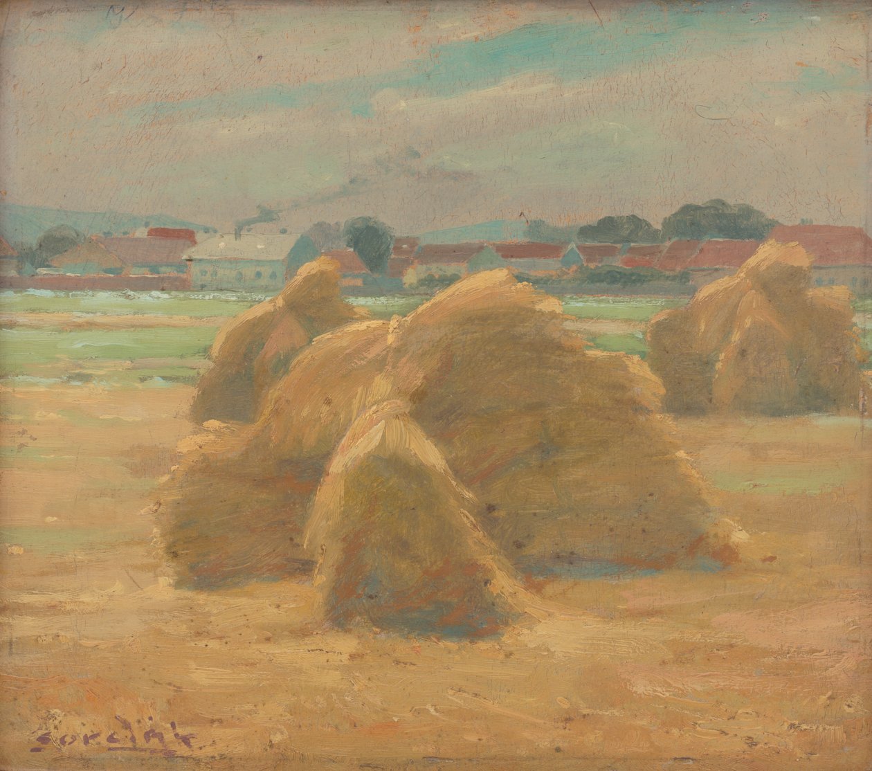 収穫、1910年頃（船上油） 作： Ludovit Cordak