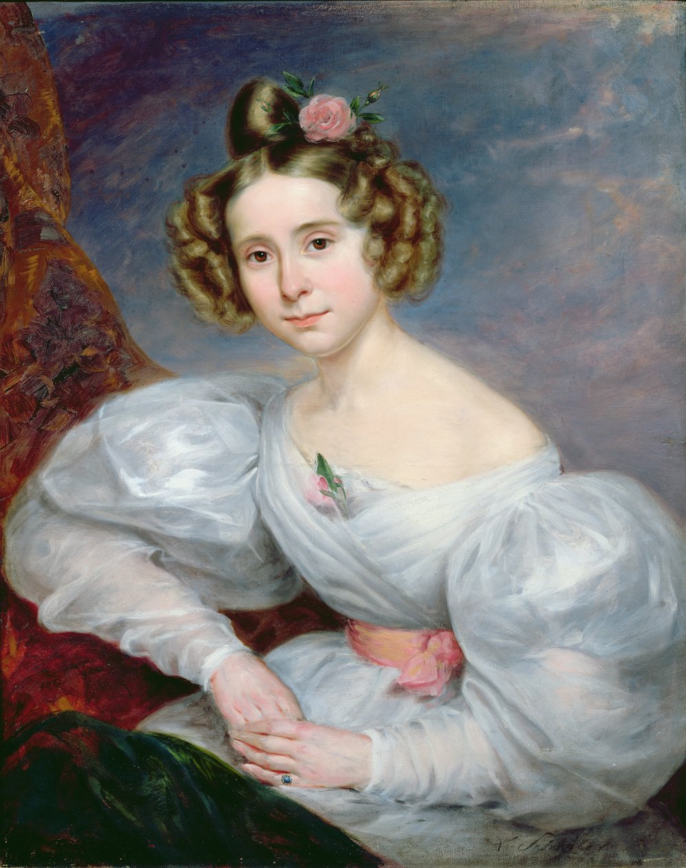 若い女性の肖像、1833-34年頃 作： ルートヴィヒ・アウグストまたはルイ・アウグスト・シュウィター