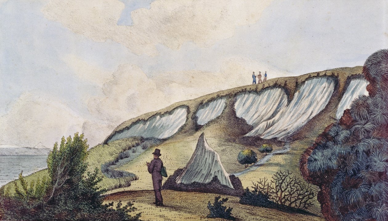 カムチャッカ半島のコッツェビュー湾の氷河の眺め（1822年の &39;Voyage Pittoresque Autour Du Monde&39;から） 作： ルートヴィヒ・チョリス